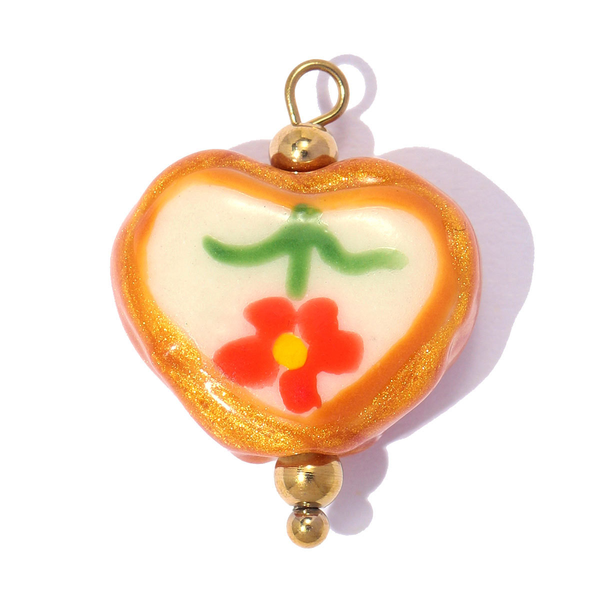 6pcs/pack Stainless Steel Ceramic Cherry Flower DIY Earring Charms Love Heart Necklace Pendants Woman Shoe Accessory Jewelry