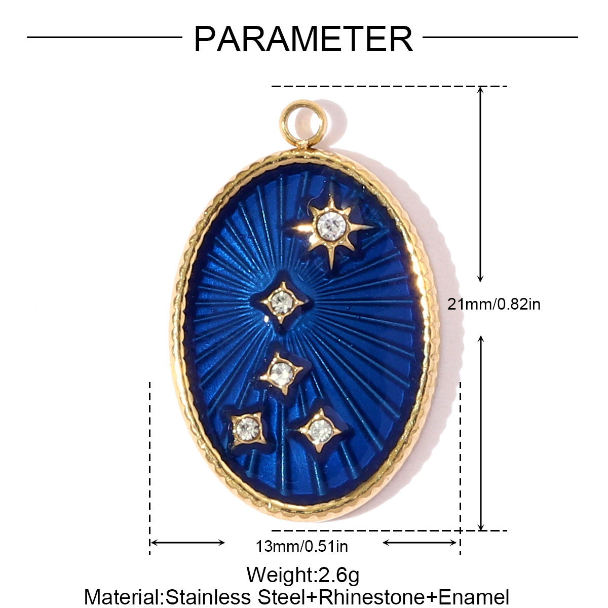 6pcs/pack Stainless Steel Rhinestone Moon Star DIY Charms Enamel Dolphin Sailboat Necklace Pendants Women Mushroom Rabbit Jewelry