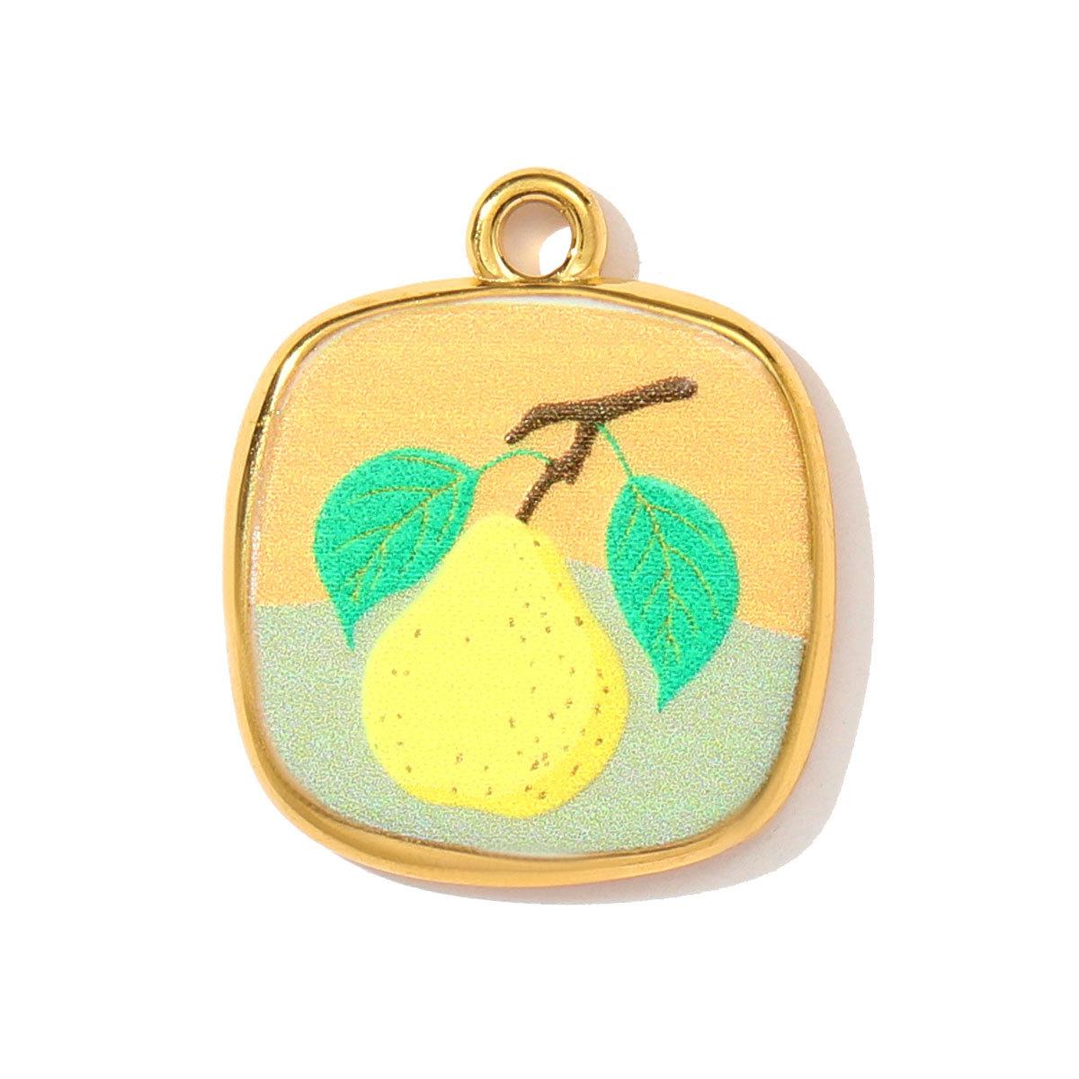 6pcs/pack Stainless Steel Enamel Blue Cherry Pear Necklace Pendant Painted Flower Leaf DIY Charm Women Star Dragonfly Jewelry