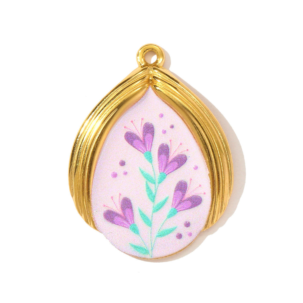 6pcs/pack Retro Stainless Steel Enamel Waterdrop Flower Necklace Pendant Painted Dragonfly DIY Charm Women Love Jewelry