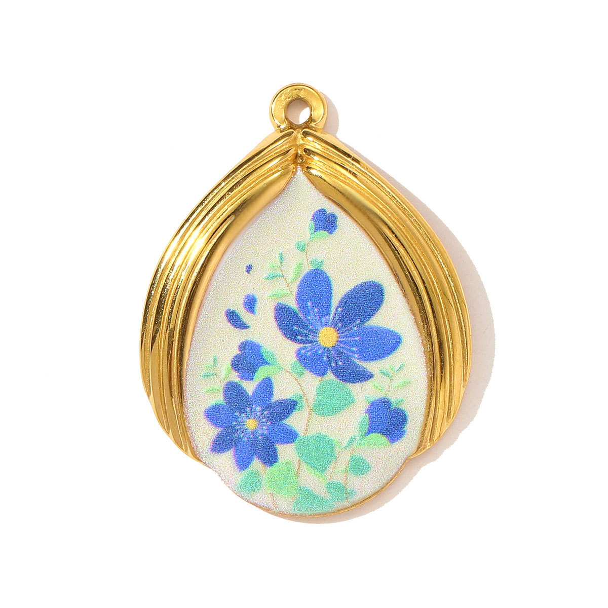 6pcs/pack Retro Stainless Steel Enamel Waterdrop Flower Necklace Pendant Painted Dragonfly DIY Charm Women Love Jewelry