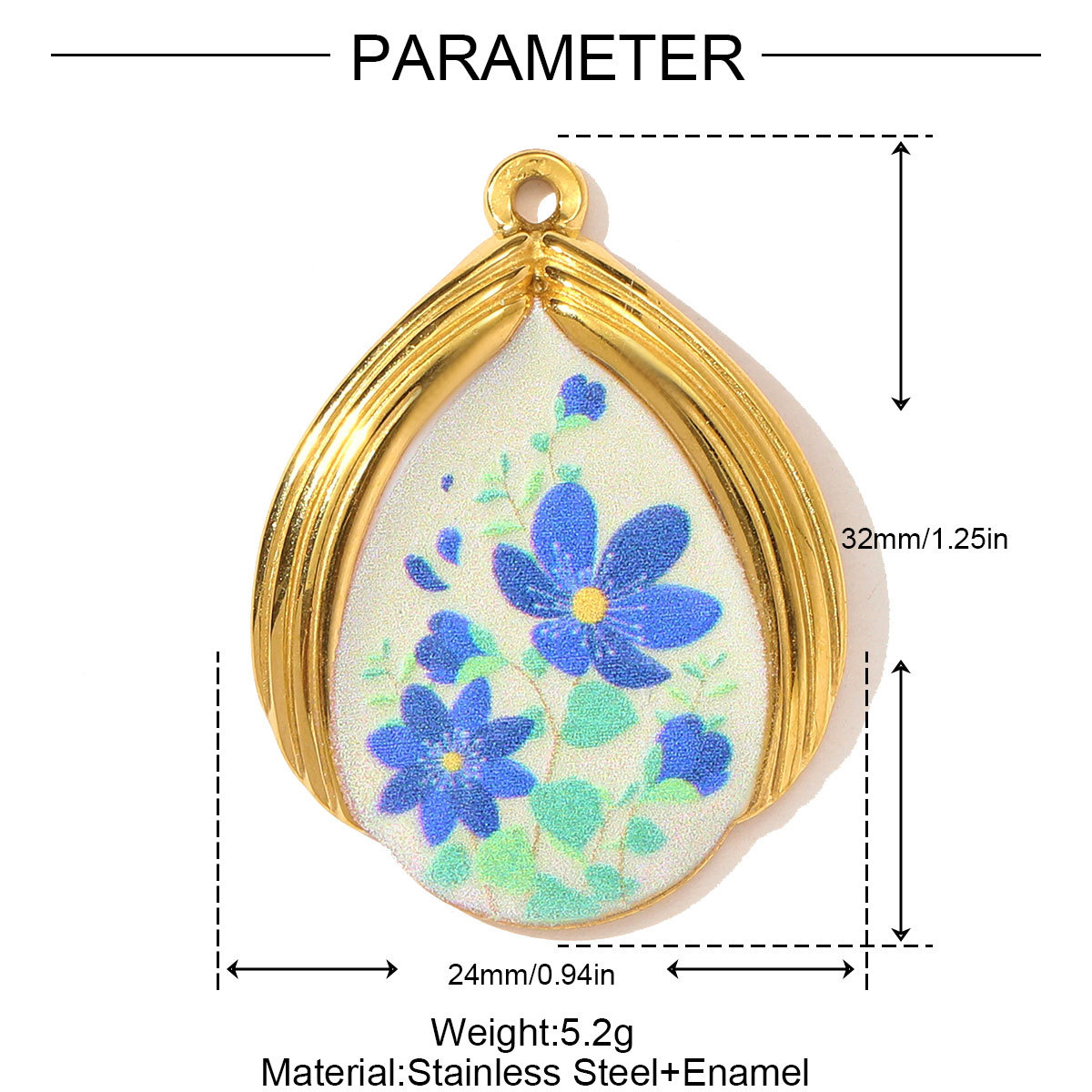6pcs/pack Retro Stainless Steel Enamel Waterdrop Flower Necklace Pendant Painted Dragonfly DIY Charm Women Love Jewelry