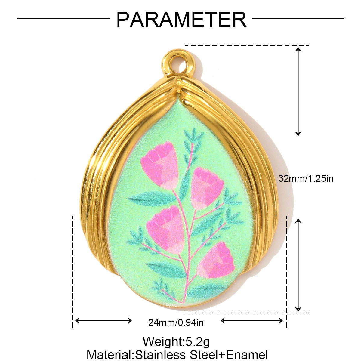 6pcs/pack Retro Stainless Steel Enamel Waterdrop Flower Necklace Pendant Painted Dragonfly DIY Charm Women Love Jewelry