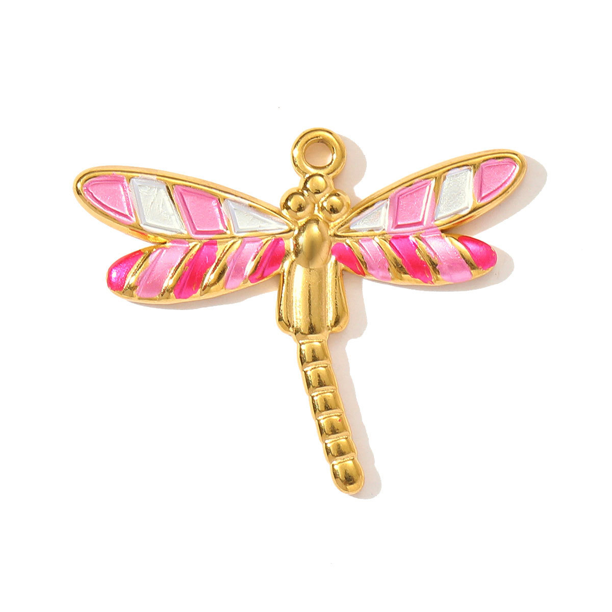 6pcs/pack Retro Stainless Steel Enamel Waterdrop Flower Necklace Pendant Painted Dragonfly DIY Charm Women Love Jewelry