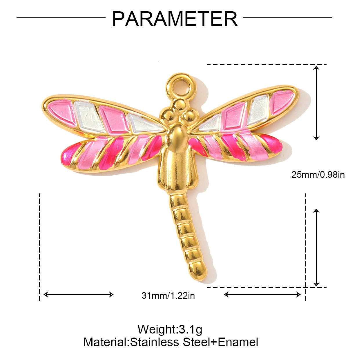 6pcs/pack Retro Stainless Steel Enamel Waterdrop Flower Necklace Pendant Painted Dragonfly DIY Charm Women Love Jewelry