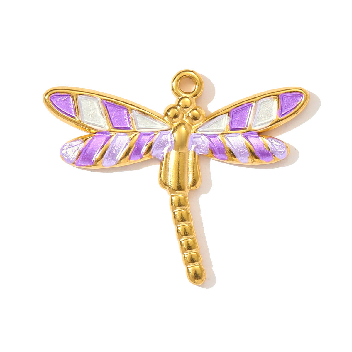 6pcs/pack Retro Stainless Steel Enamel Waterdrop Flower Necklace Pendant Painted Dragonfly DIY Charm Women Love Jewelry