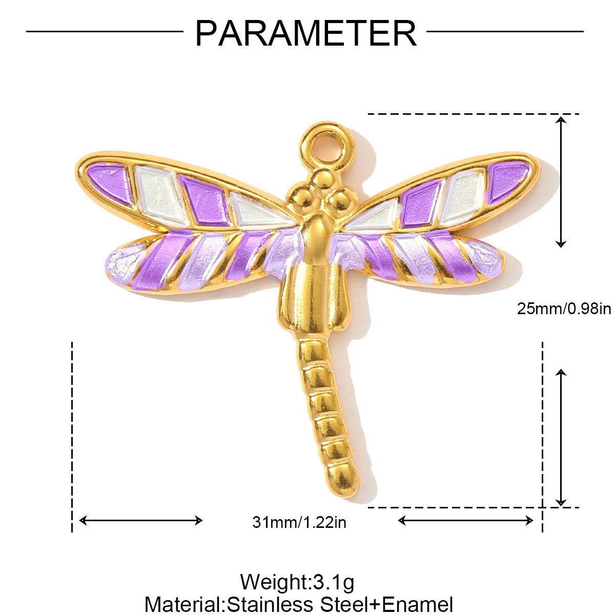 6pcs/pack Retro Stainless Steel Enamel Waterdrop Flower Necklace Pendant Painted Dragonfly DIY Charm Women Love Jewelry