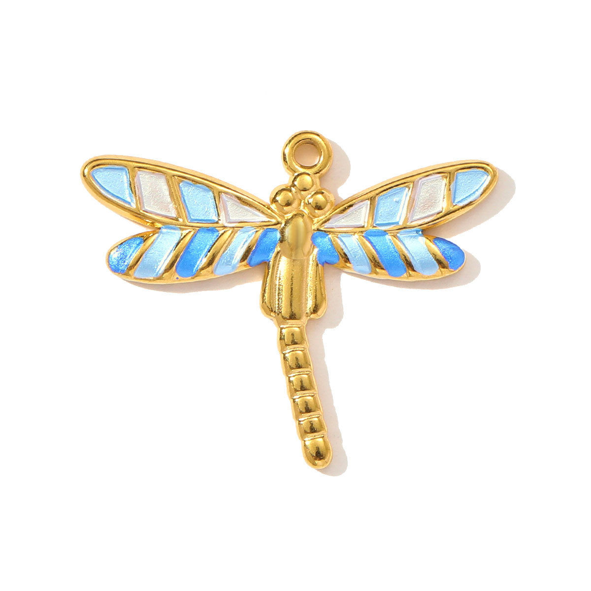 6pcs/pack Retro Stainless Steel Enamel Waterdrop Flower Necklace Pendant Painted Dragonfly DIY Charm Women Love Jewelry