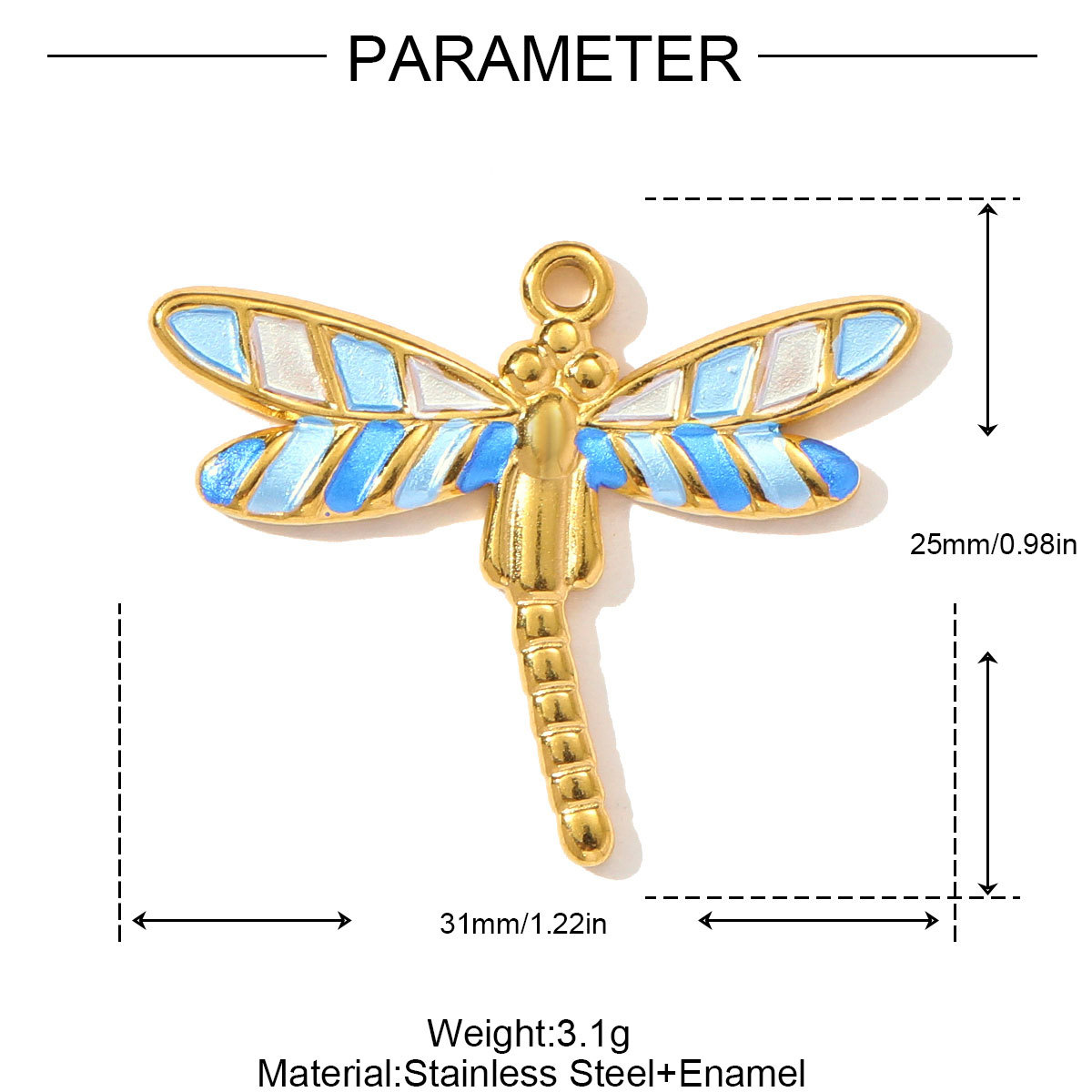 6pcs/pack Retro Stainless Steel Enamel Waterdrop Flower Necklace Pendant Painted Dragonfly DIY Charm Women Love Jewelry