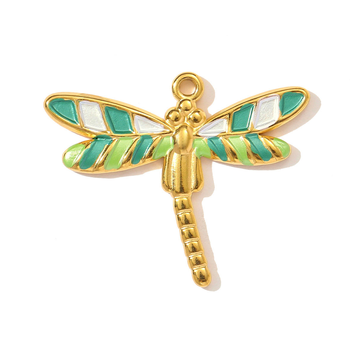 6pcs/pack Retro Stainless Steel Enamel Waterdrop Flower Necklace Pendant Painted Dragonfly DIY Charm Women Love Jewelry