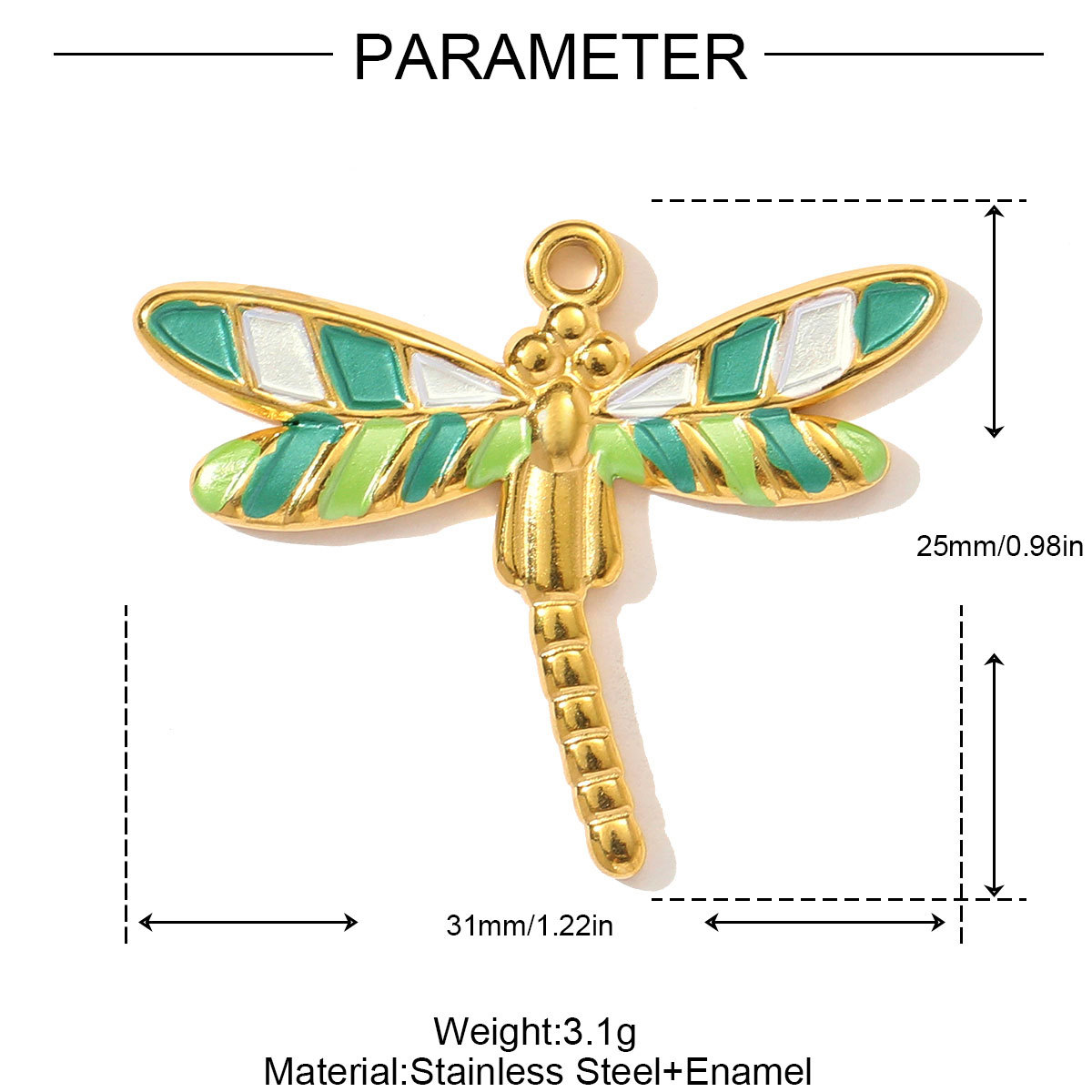 6pcs/pack Retro Stainless Steel Enamel Waterdrop Flower Necklace Pendant Painted Dragonfly DIY Charm Women Love Jewelry