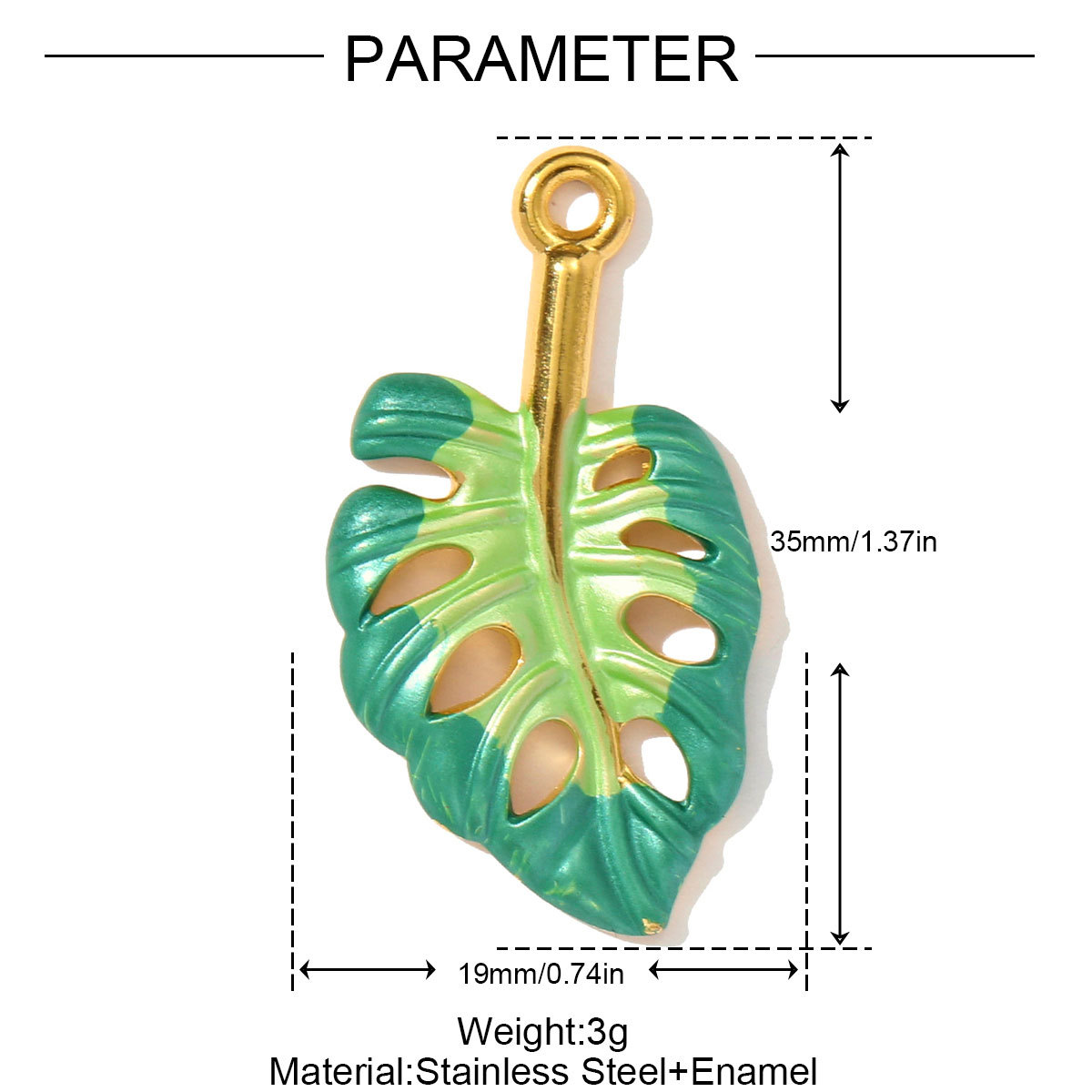 6pcs/pack Fashion Retro Stainless Steel Enamel Flowers Necklace Pendant Feather DIY Earring Charm Women Monstera Leaf Jewelry