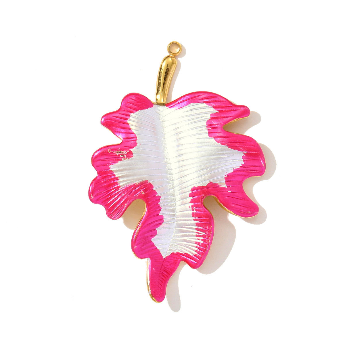 6pcs/pack Fashion Retro Stainless Steel Enamel Flowers Necklace Pendant Feather DIY Earring Charm Women Monstera Leaf Jewelry
