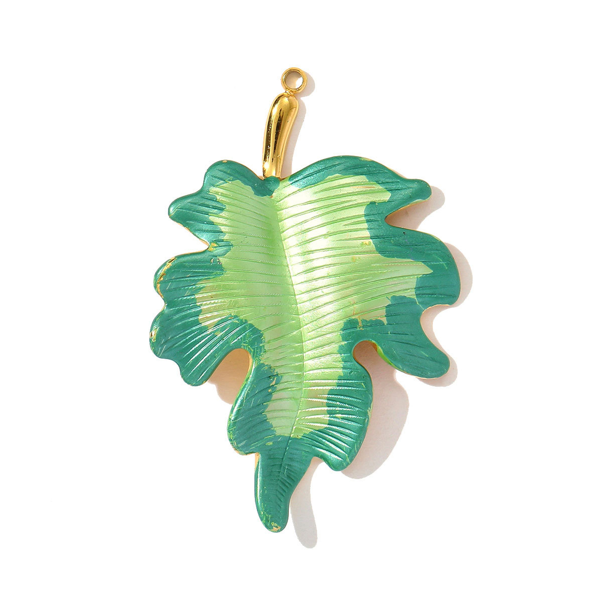 6pcs/pack Fashion Retro Stainless Steel Enamel Flowers Necklace Pendant Feather DIY Earring Charm Women Monstera Leaf Jewelry