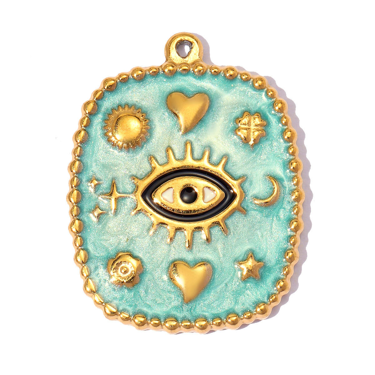 6pcs/pack Stainless Steel Enamel Fish Shell DIY Earring Charms Ladybug Star Necklace Pendants Woman Evil Eye Jewelry Wholesale