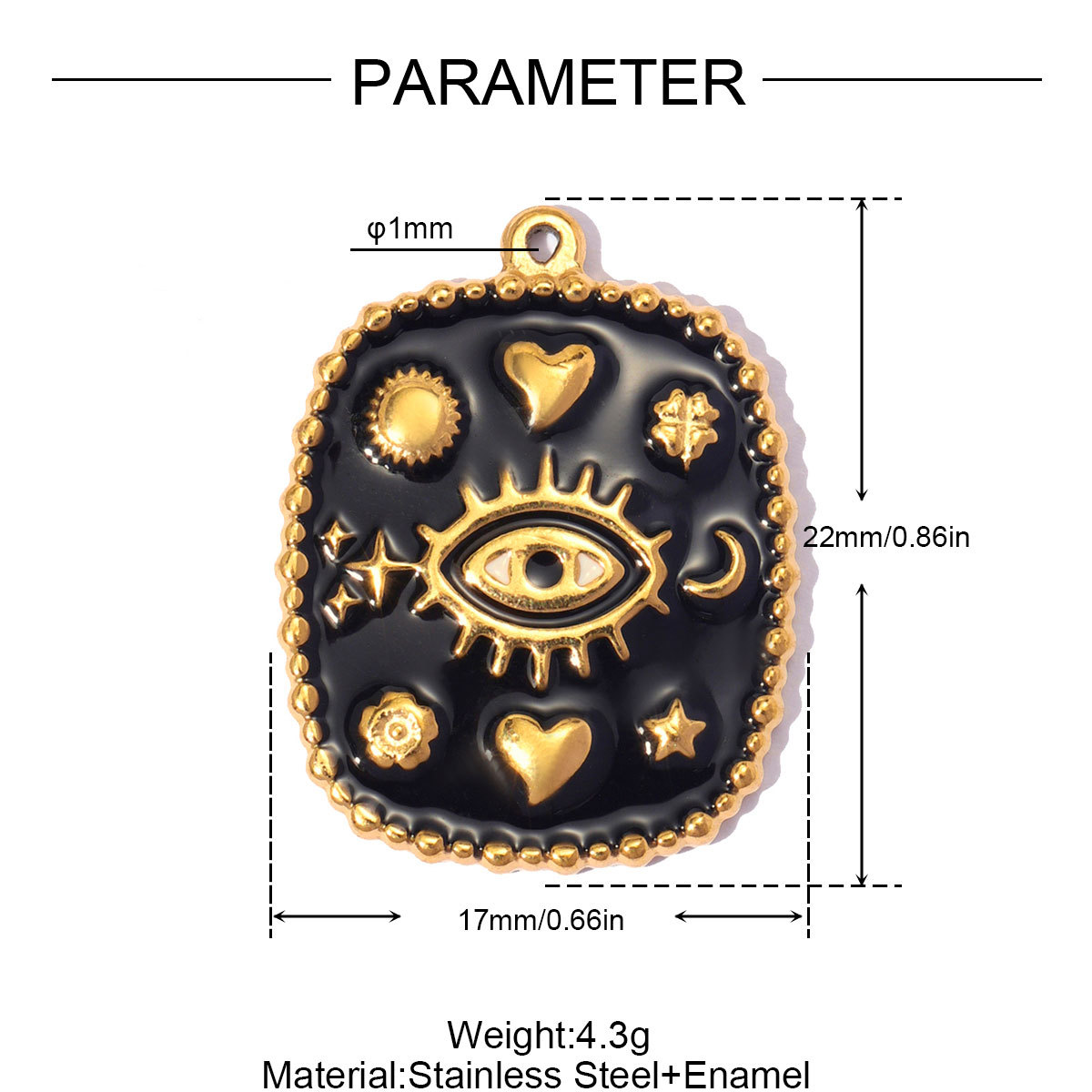 6pcs/pack Stainless Steel Enamel Fish Shell DIY Earring Charms Ladybug Star Necklace Pendants Woman Evil Eye Jewelry Wholesale