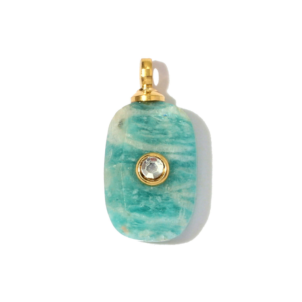 6pcs/pack Stainless Steel Square Natural Stone White Jade Necklace Pendants Powder Crystal DIY Charms Women Jewelry Wholesale