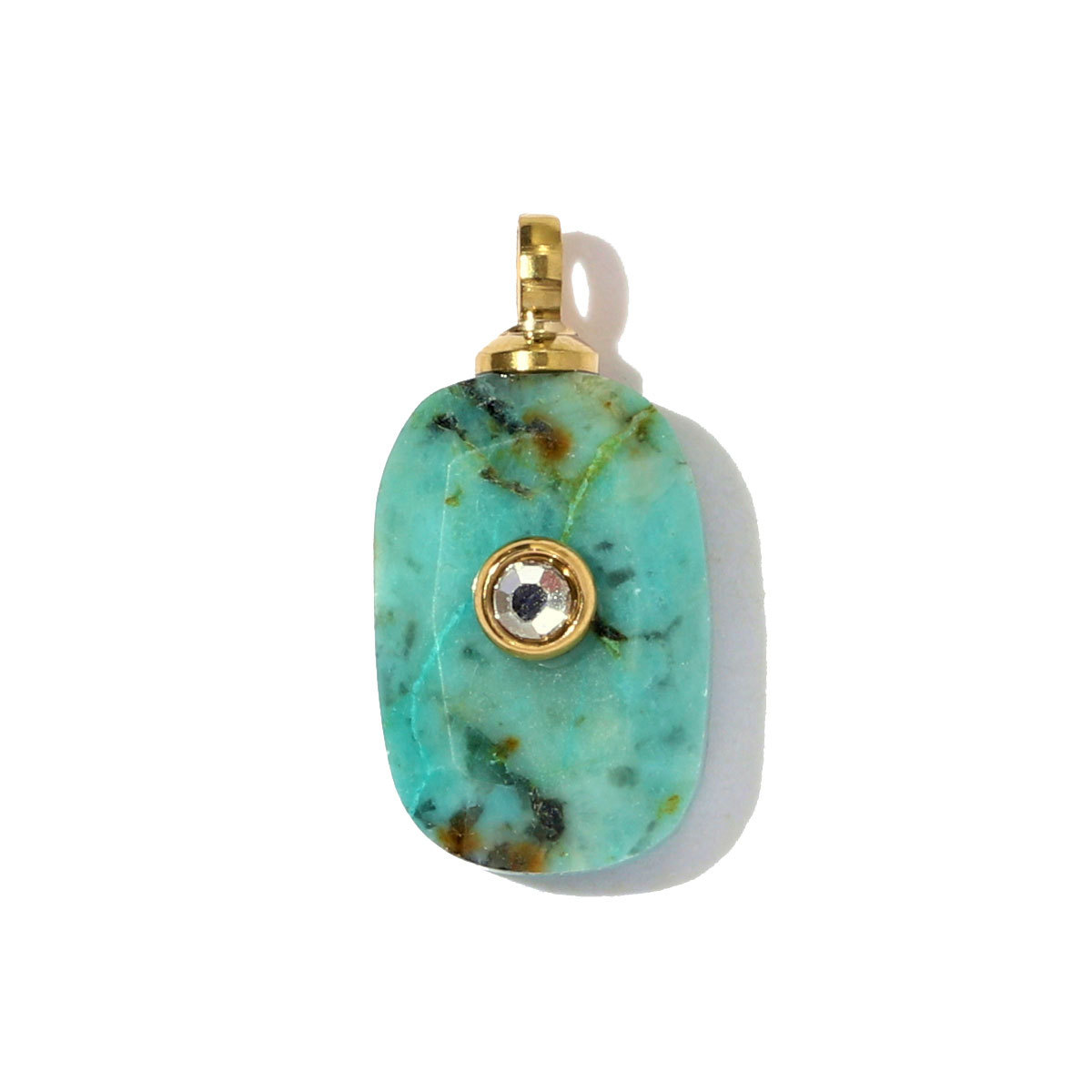 6pcs/pack Stainless Steel Square Natural Stone White Jade Necklace Pendants Powder Crystal DIY Charms Women Jewelry Wholesale