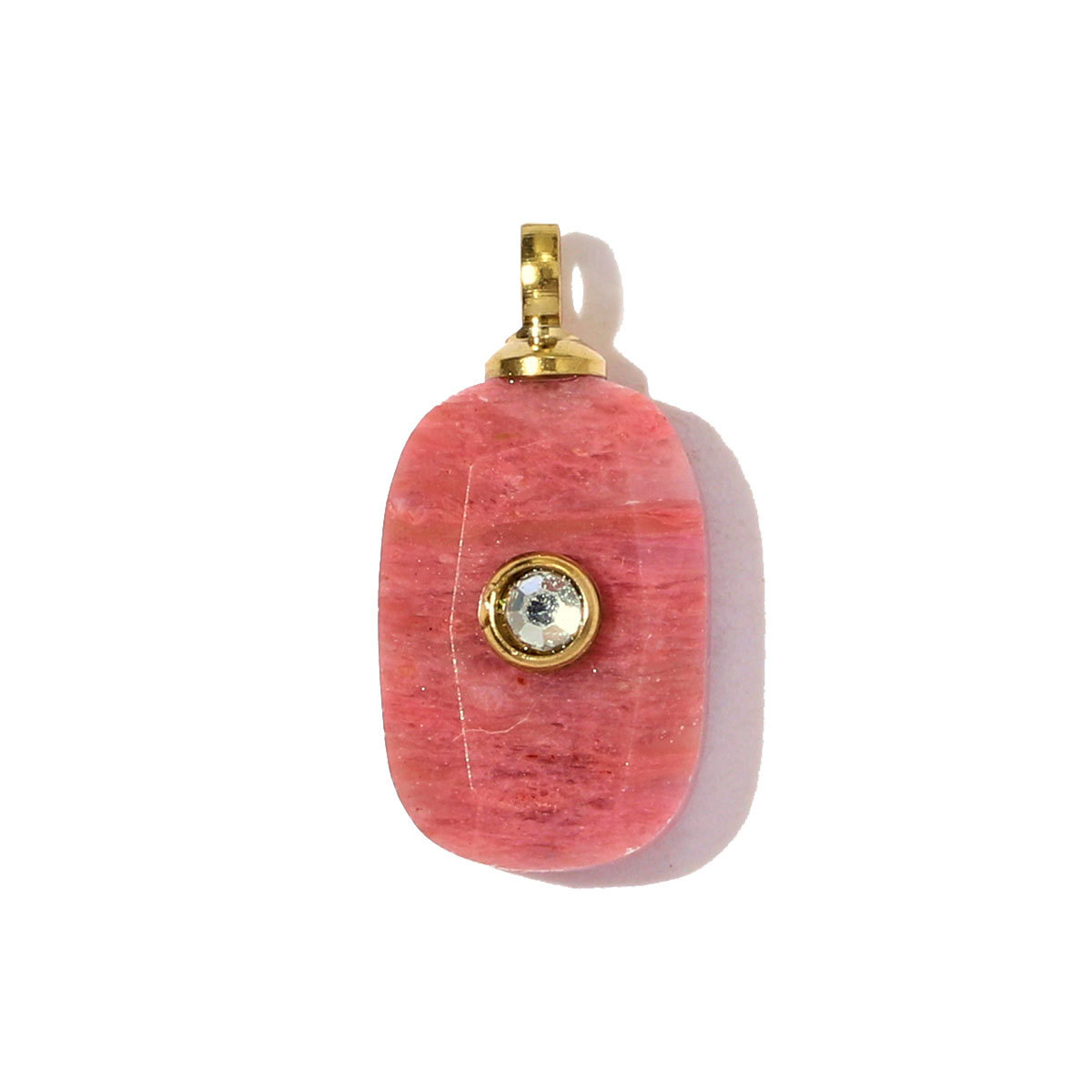 6pcs/pack Stainless Steel Square Natural Stone White Jade Necklace Pendants Powder Crystal DIY Charms Women Jewelry Wholesale