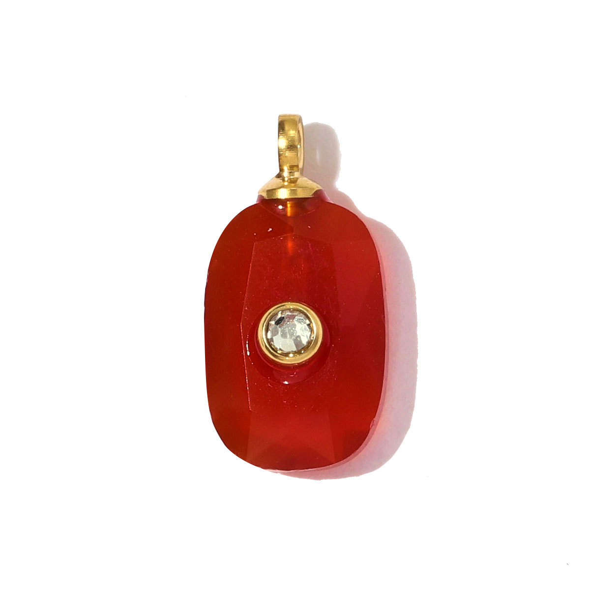 6pcs/pack Stainless Steel Square Natural Stone White Jade Necklace Pendants Powder Crystal DIY Charms Women Jewelry Wholesale