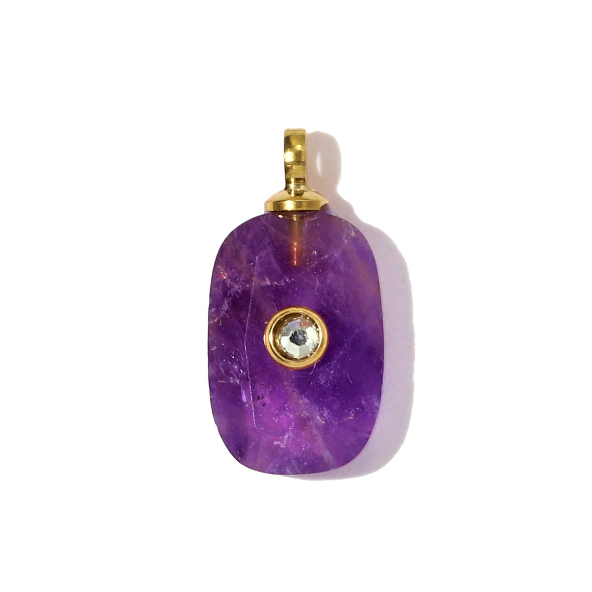 6pcs/pack Stainless Steel Square Natural Stone White Jade Necklace Pendants Powder Crystal DIY Charms Women Jewelry Wholesale