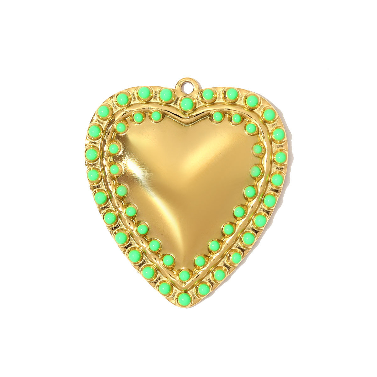 6pcs/pack Fashion Stainless Steel Enamel Heart Necklace Pendants Two Tone Love DIY Charms Women Holiday Jewelry Wholesale