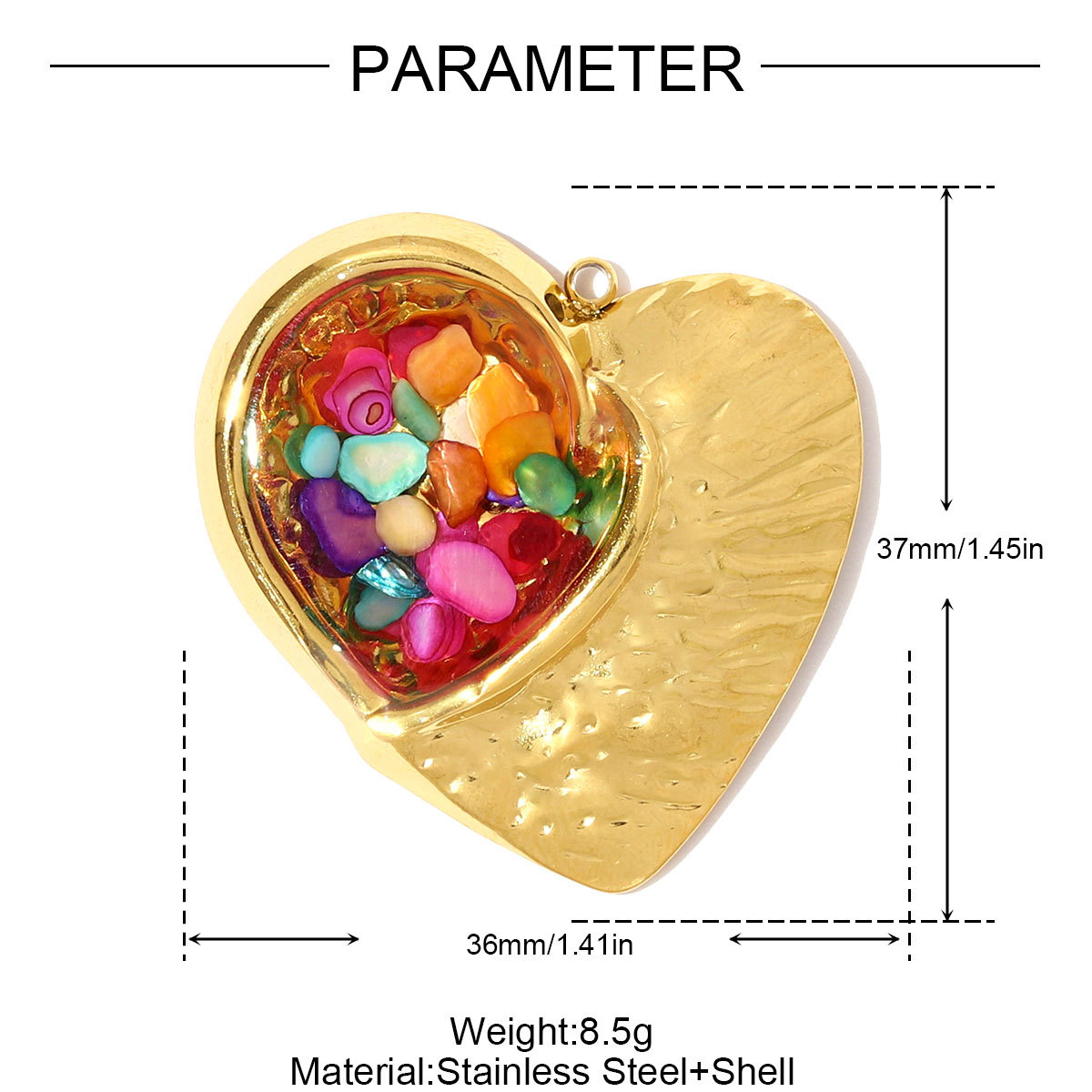 6pcs/pack Fashion Stainless Steel Enamel Heart Necklace Pendants Two Tone Love DIY Charms Women Holiday Jewelry Wholesale