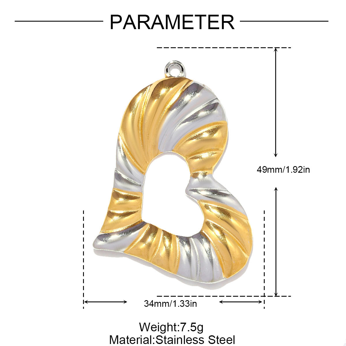 6pcs/pack Fashion Stainless Steel Enamel Heart Necklace Pendants Two Tone Love DIY Charms Women Holiday Jewelry Wholesale