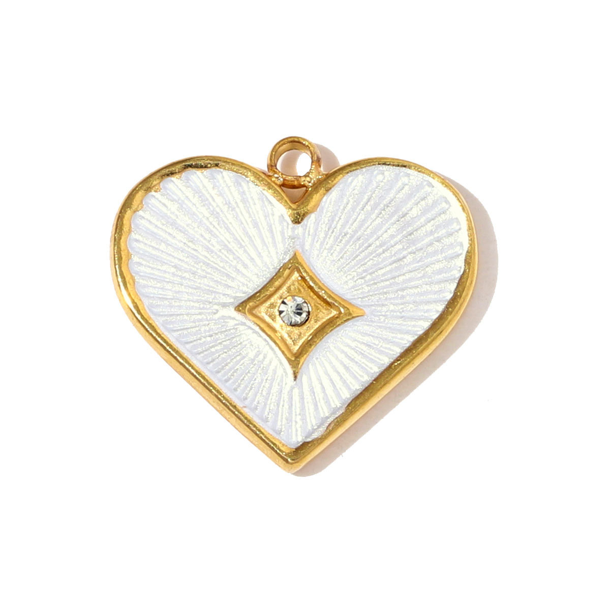 6pcs/pack Retro Stainless Steel Enamel Love Heart Necklace Pendants Crystal Star DIY Charms Women Waterdroop Jewelry Wholesale