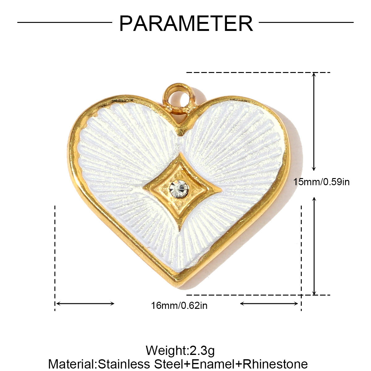 6pcs/pack Retro Stainless Steel Enamel Love Heart Necklace Pendants Crystal Star DIY Charms Women Waterdroop Jewelry Wholesale