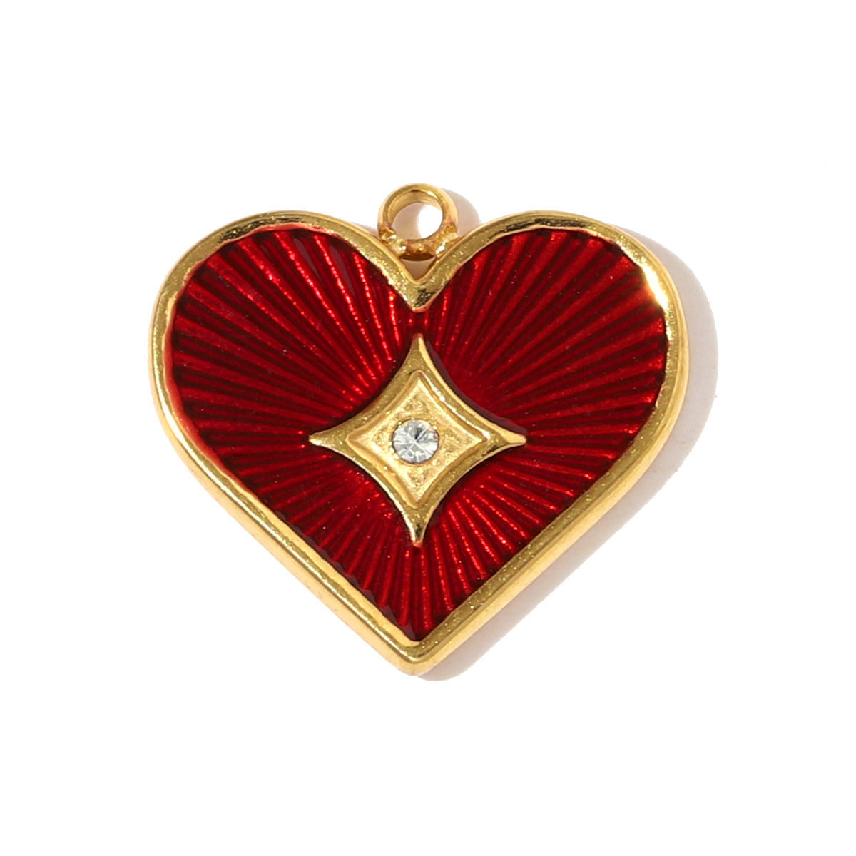 6pcs/pack Retro Stainless Steel Enamel Love Heart Necklace Pendants Crystal Star DIY Charms Women Waterdroop Jewelry Wholesale