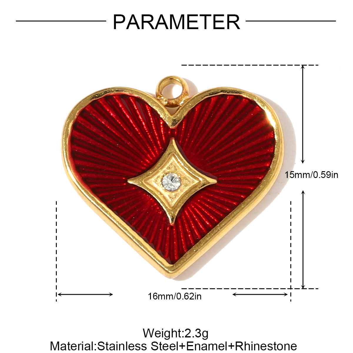 6pcs/pack Retro Stainless Steel Enamel Love Heart Necklace Pendants Crystal Star DIY Charms Women Waterdroop Jewelry Wholesale