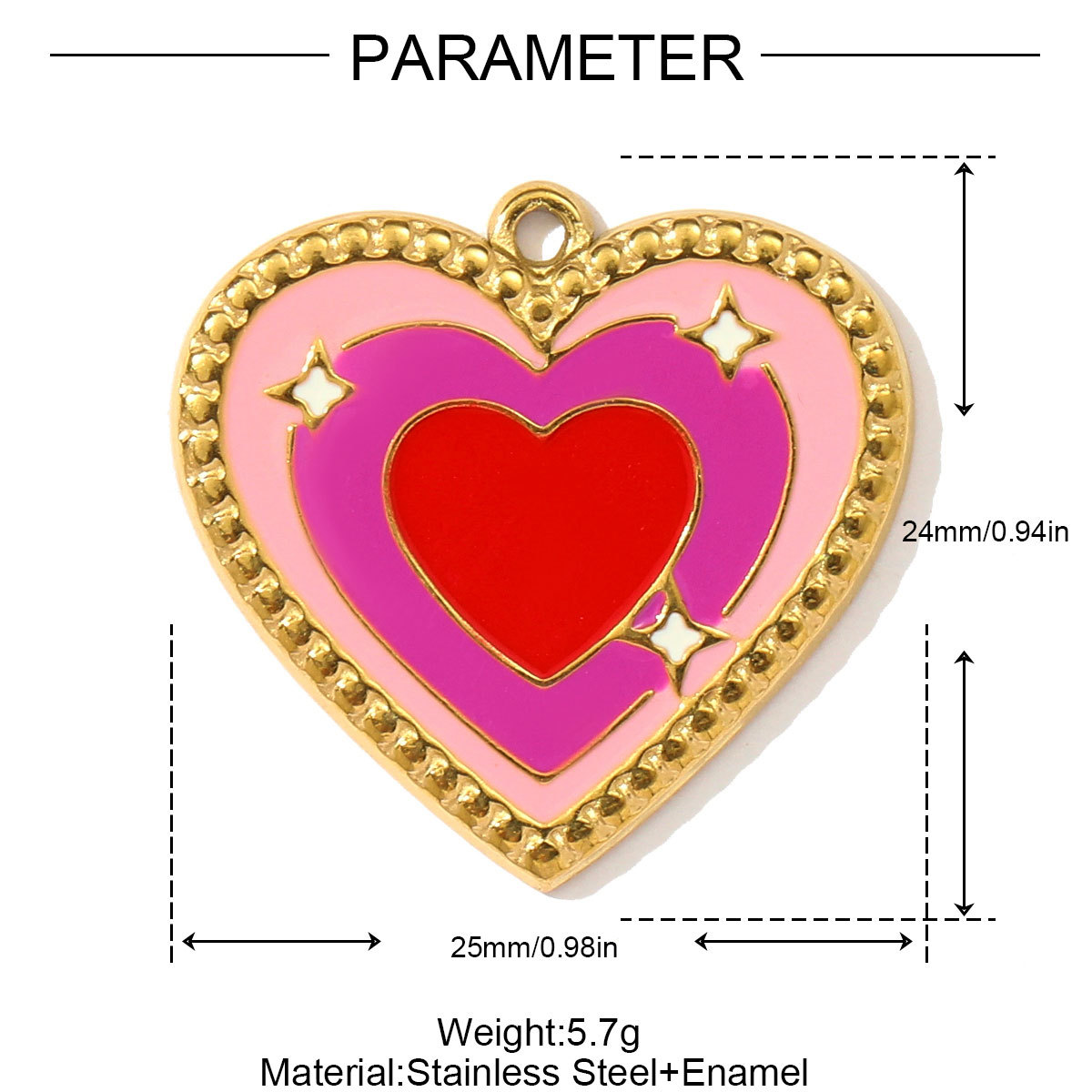 6pcs/pack French Retro Stainless Steel Enamel Cherry DIY Charm Moon Evil Eye Necklace Pendant Women Flower Heart Jewelry