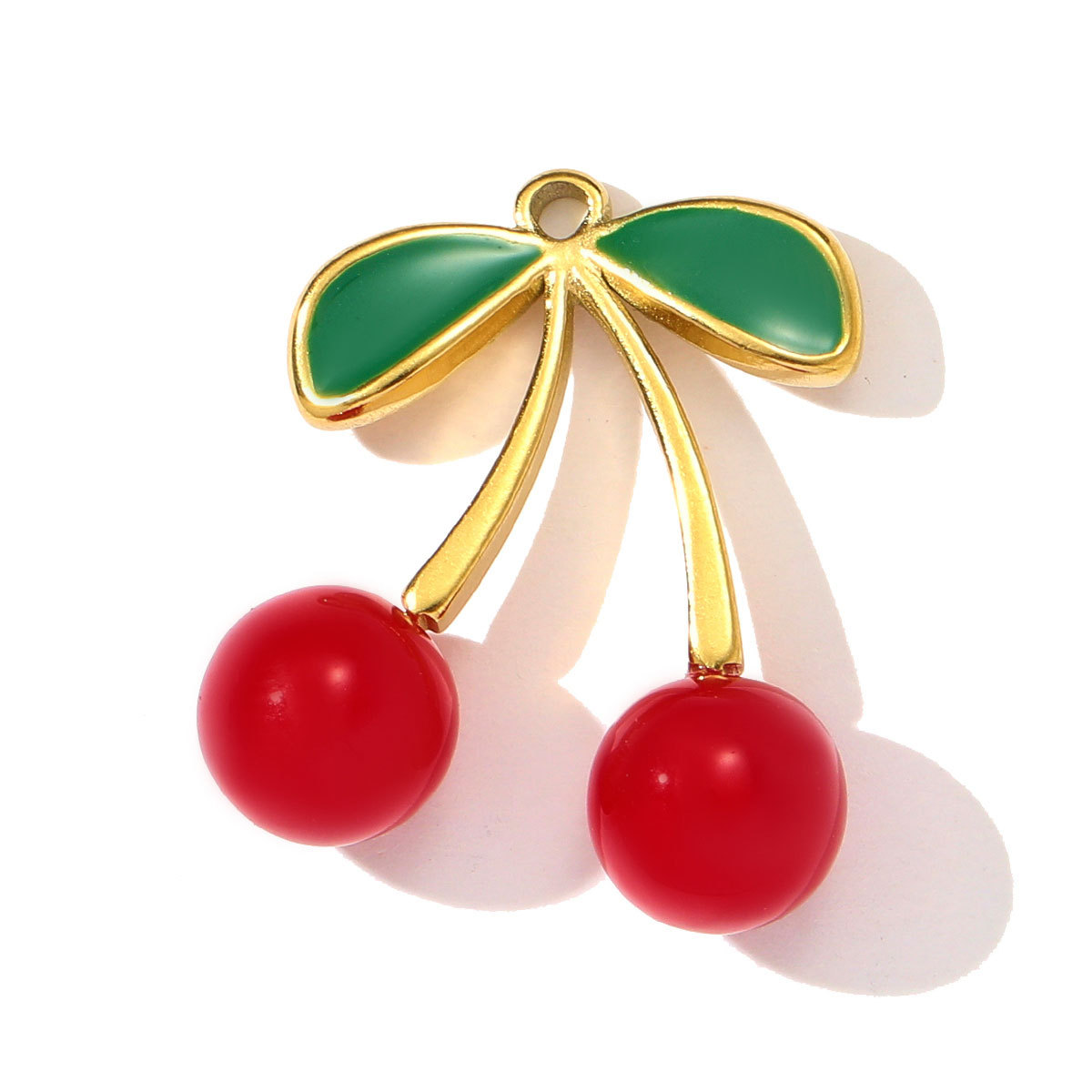 6pcs/pack French Retro Stainless Steel Enamel Cherry DIY Charm Moon Evil Eye Necklace Pendant Women Flower Heart Jewelry
