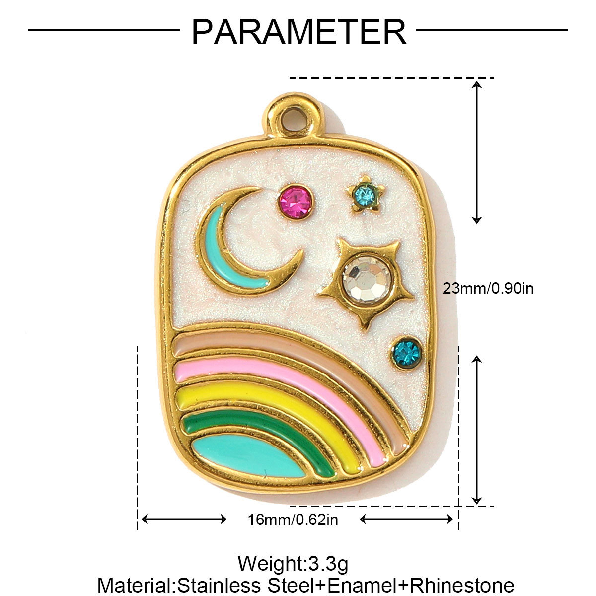 6pcs/pack Stainless Steel Rhinestone Disc Flower DIY Charm Cactus Rose Butterfly Necklace Pendant Women Moon Rainbow Jewelry