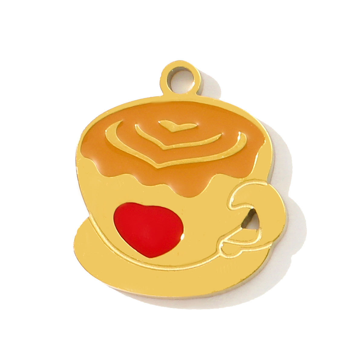 6pcs/pack Stainless Steel Enamel Basketball Football Necklace Pendant Coffee Love Cat Heart DIY Charm Women Best Mom Jewelry