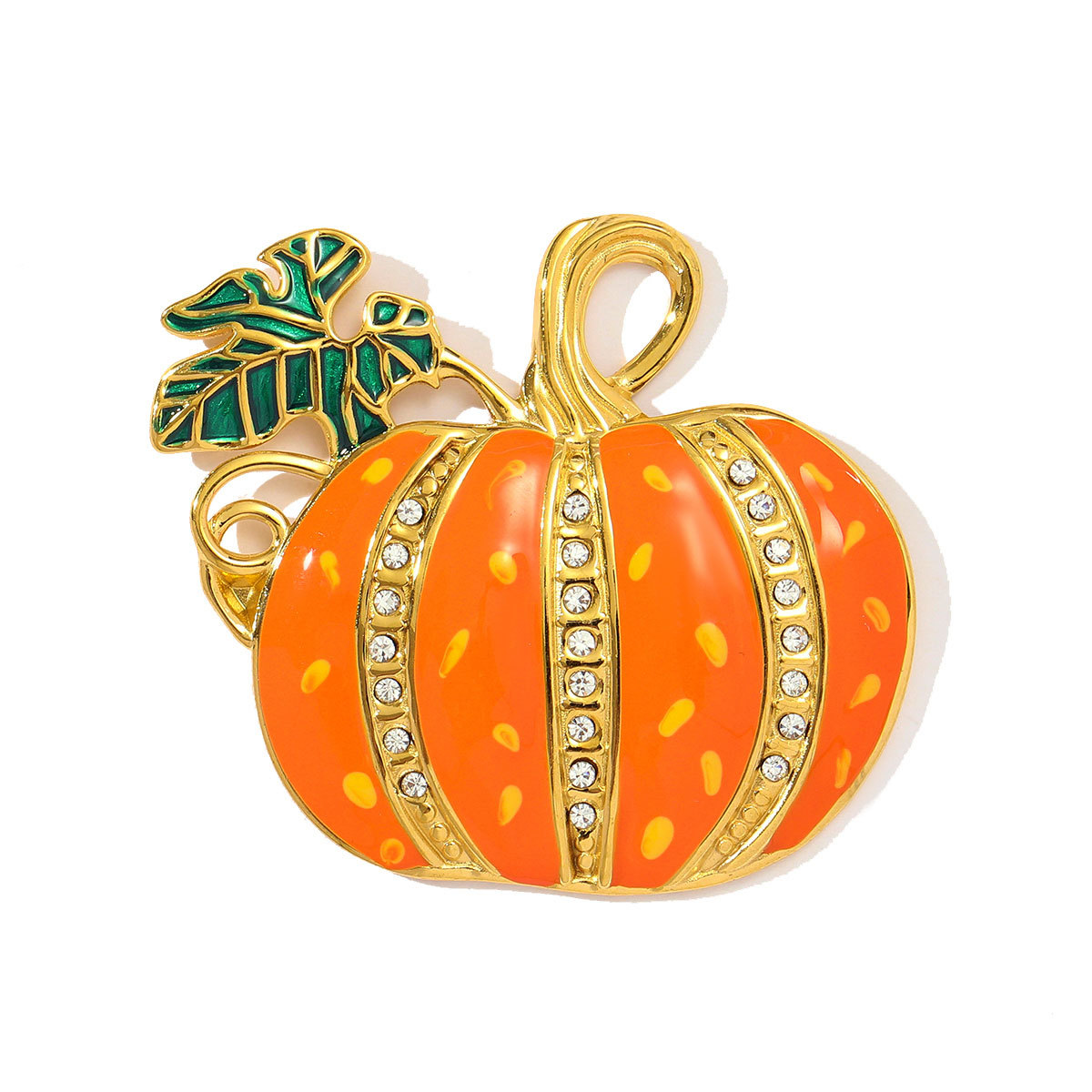 6pcs/pack Stainless Steel Rhinestone Pumpkin Necklace Pendant Enamel Jack-O-Lantern DIY Charm Women Halloween Party Jewelry