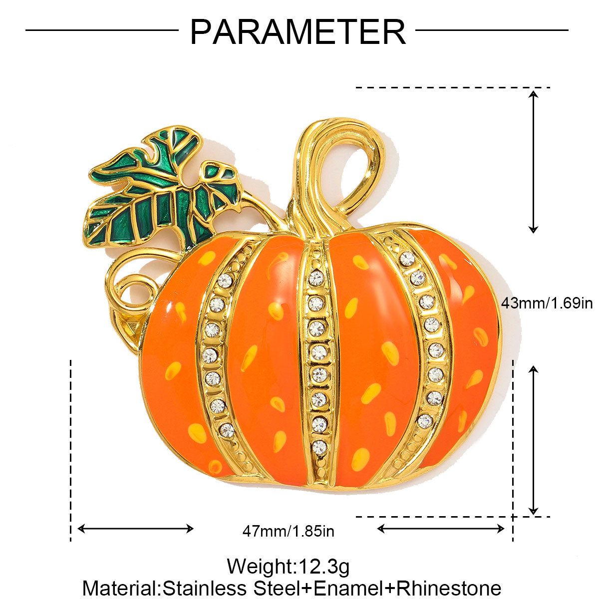 6pcs/pack Stainless Steel Rhinestone Pumpkin Necklace Pendant Enamel Jack-O-Lantern DIY Charm Women Halloween Party Jewelry