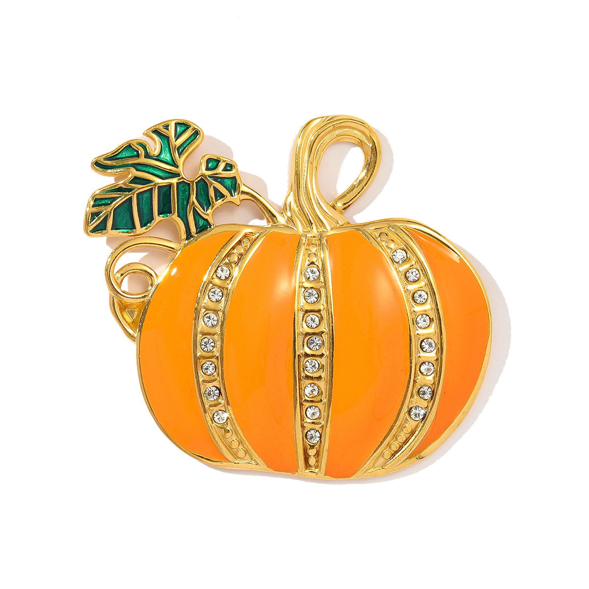 6pcs/pack Stainless Steel Rhinestone Pumpkin Necklace Pendant Enamel Jack-O-Lantern DIY Charm Women Halloween Party Jewelry