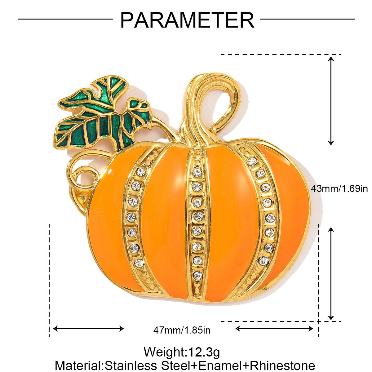 6pcs/pack Stainless Steel Rhinestone Pumpkin Necklace Pendant Enamel Jack-O-Lantern DIY Charm Women Halloween Party Jewelry