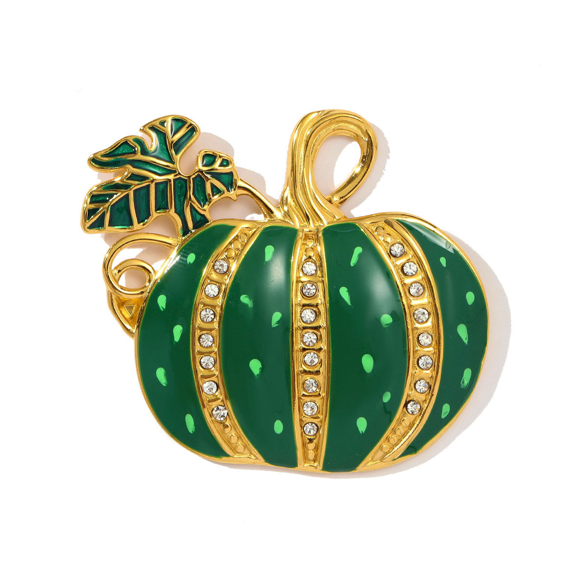 6pcs/pack Stainless Steel Rhinestone Pumpkin Necklace Pendant Enamel Jack-O-Lantern DIY Charm Women Halloween Party Jewelry