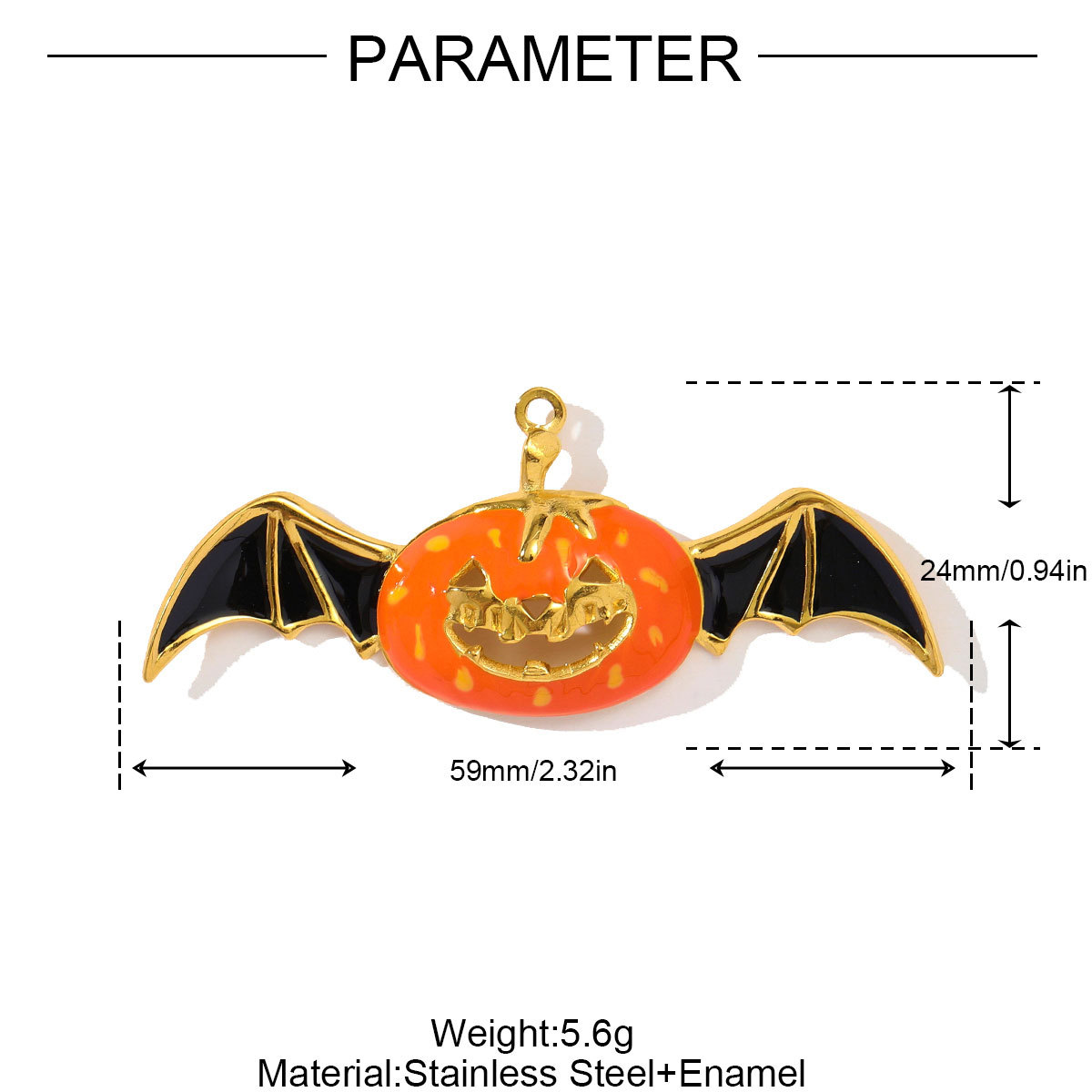 6pcs/pack Stainless Steel Rhinestone Pumpkin Necklace Pendant Enamel Jack-O-Lantern DIY Charm Women Halloween Party Jewelry