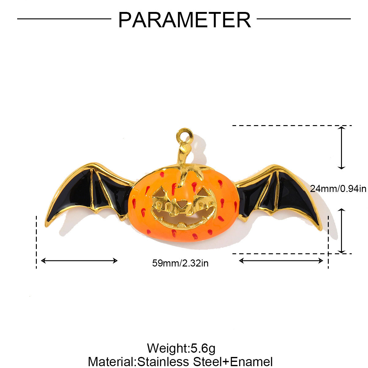 6pcs/pack Stainless Steel Rhinestone Pumpkin Necklace Pendant Enamel Jack-O-Lantern DIY Charm Women Halloween Party Jewelry