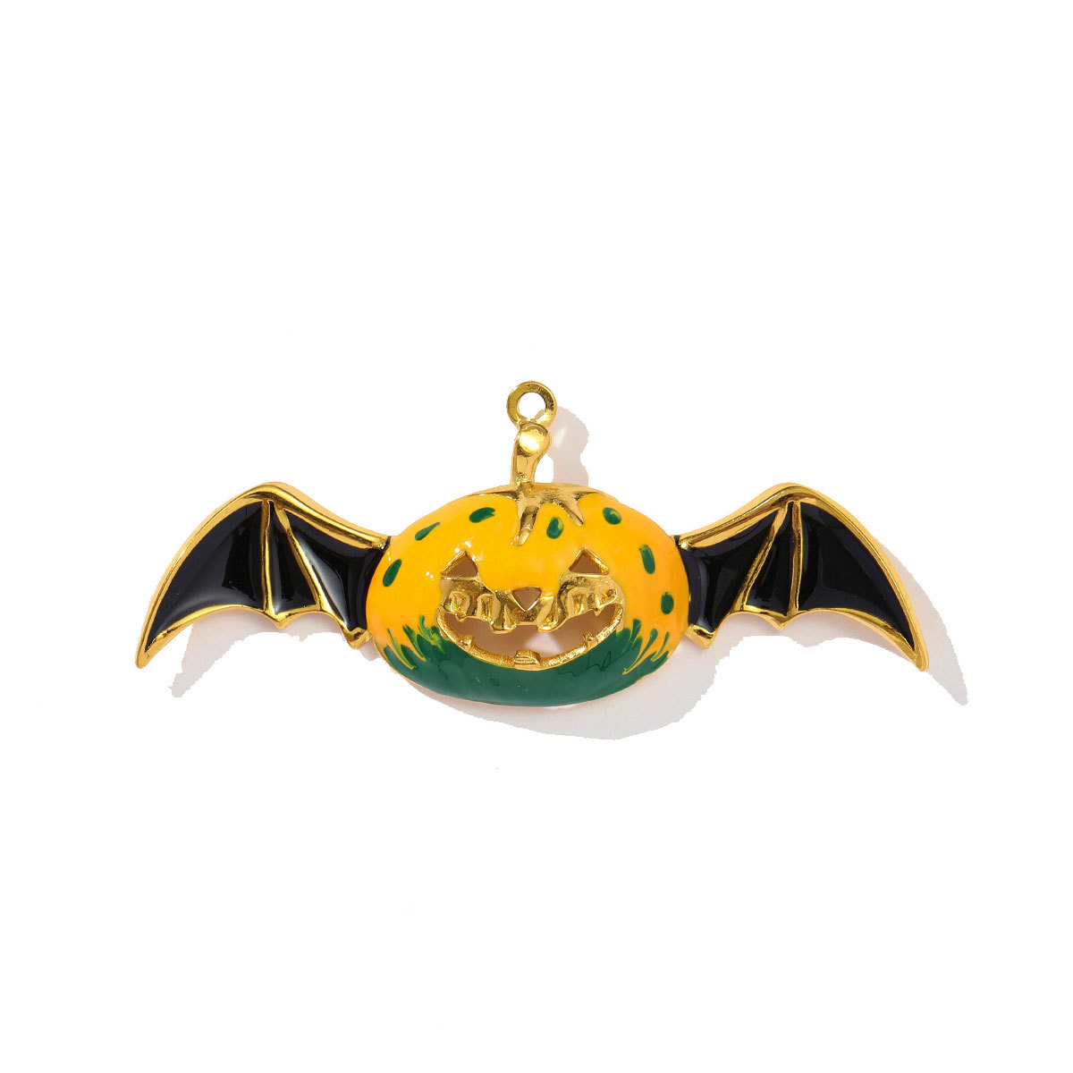 6pcs/pack Stainless Steel Rhinestone Pumpkin Necklace Pendant Enamel Jack-O-Lantern DIY Charm Women Halloween Party Jewelry