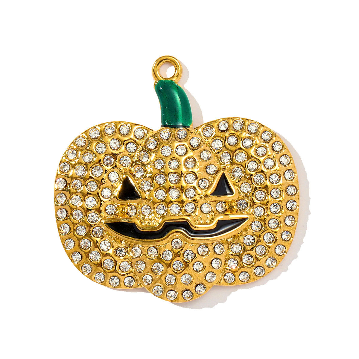 6pcs/pack Retro Stainless Steel Rhinestone Jack-O-Lantern Necklace Pendant Enamel Carriage DIY Charm Women Halloween Jewelry