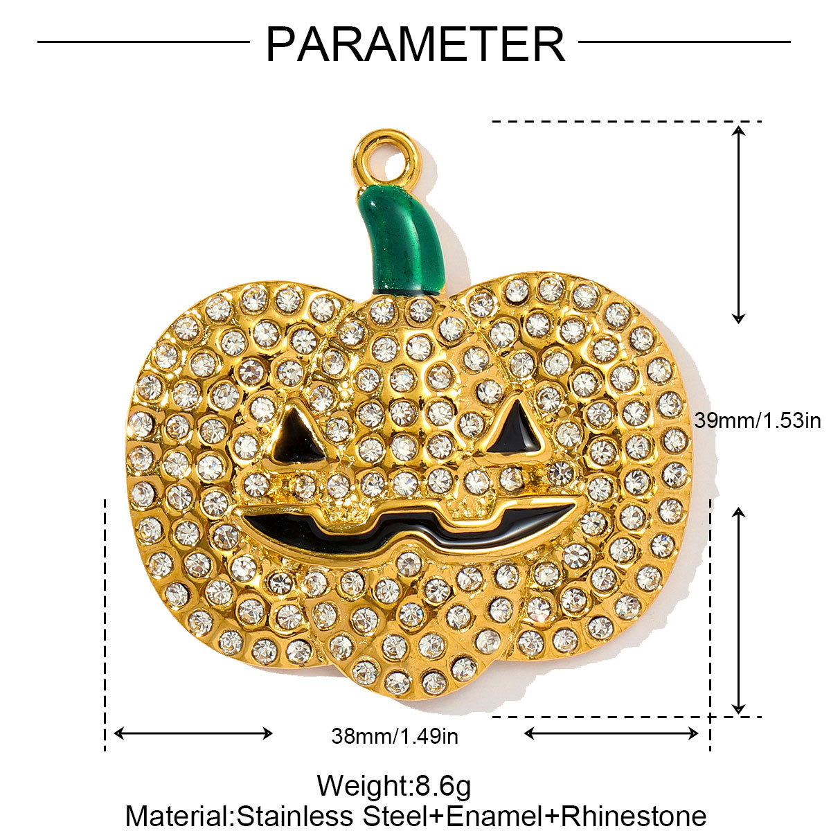 6pcs/pack Retro Stainless Steel Rhinestone Jack-O-Lantern Necklace Pendant Enamel Carriage DIY Charm Women Halloween Jewelry