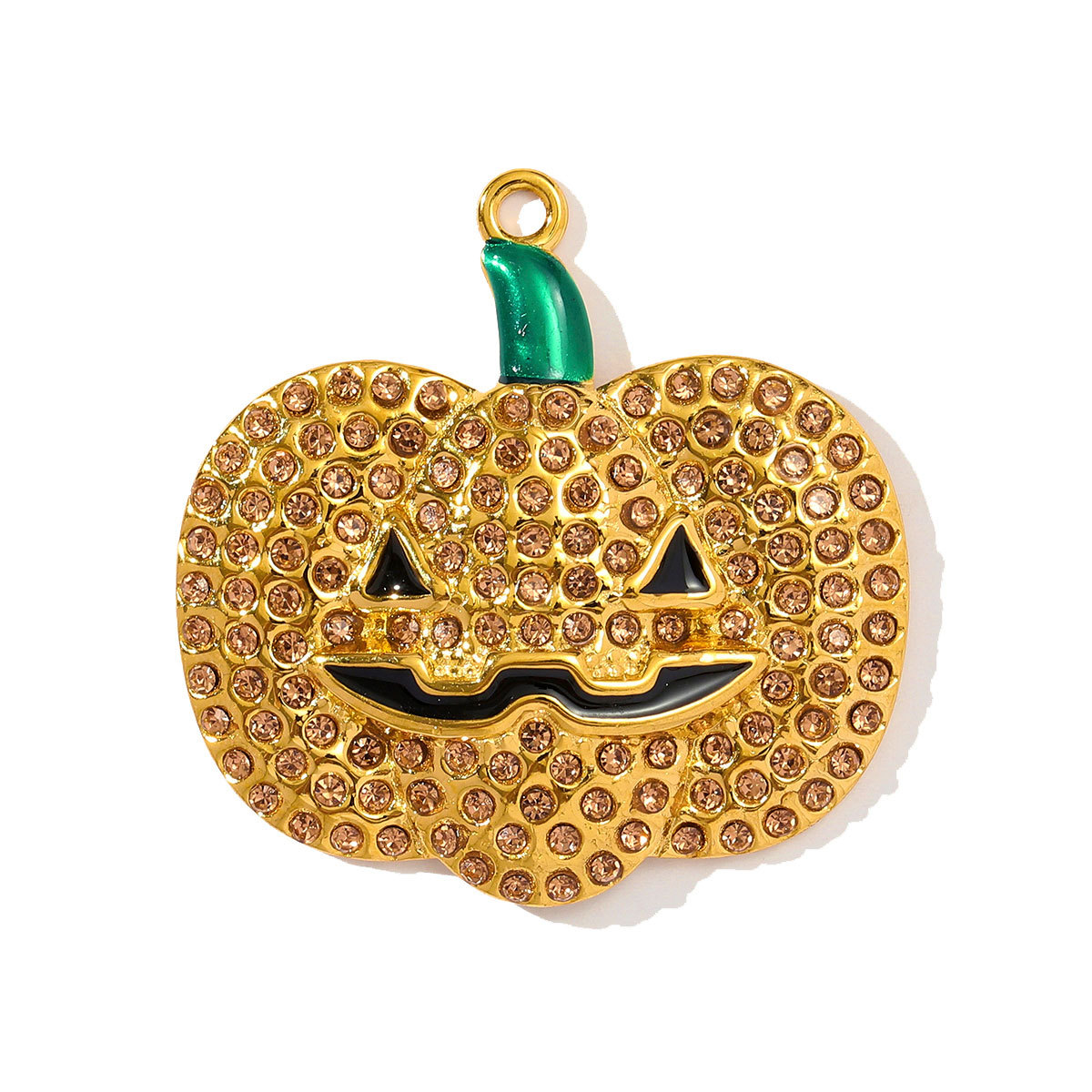 6pcs/pack Retro Stainless Steel Rhinestone Jack-O-Lantern Necklace Pendant Enamel Carriage DIY Charm Women Halloween Jewelry