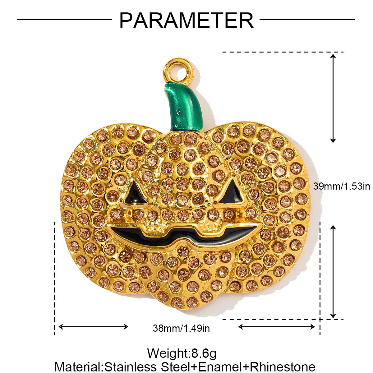 6pcs/pack Retro Stainless Steel Rhinestone Jack-O-Lantern Necklace Pendant Enamel Carriage DIY Charm Women Halloween Jewelry