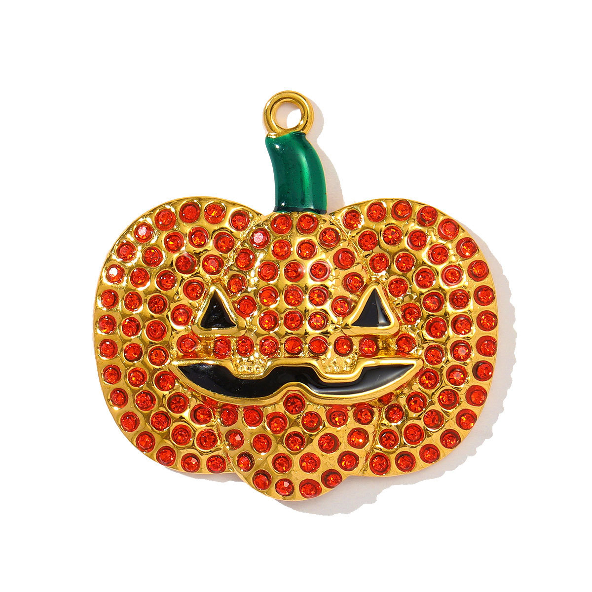 6pcs/pack Retro Stainless Steel Rhinestone Jack-O-Lantern Necklace Pendant Enamel Carriage DIY Charm Women Halloween Jewelry