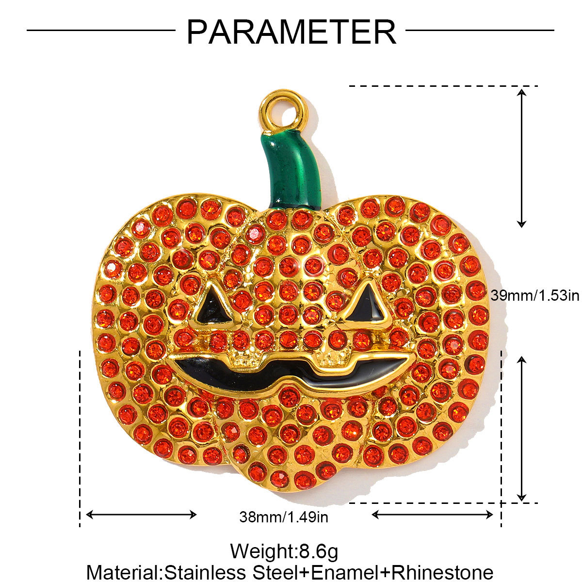 6pcs/pack Retro Stainless Steel Rhinestone Jack-O-Lantern Necklace Pendant Enamel Carriage DIY Charm Women Halloween Jewelry